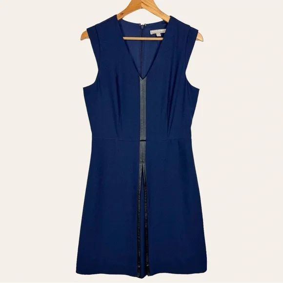 Banana Republic | Dresses | Banana Republic V Split Neck Cap Sleeve Faux  Leather Detail Sheath Midi Dress 6 | Poshmark
